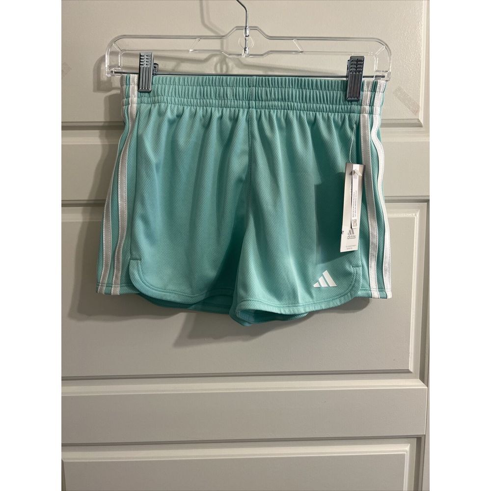 Adidas Athletic‎ Shorts Girls Size YL Green Elastic Drawstring AH4382
